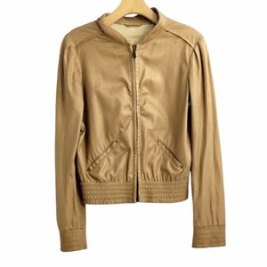 Miss Sixty Bomber Jacket Metallic Bronze Faux‎ Leather